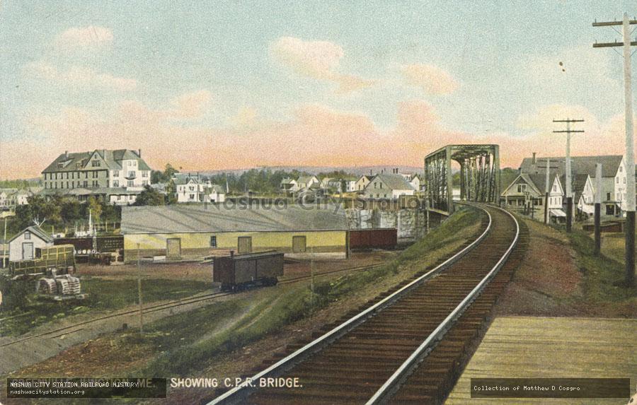 Postcard: Greenville Junction, Maine showing Canadian Pacific Railroad bridge